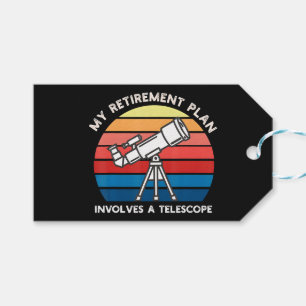 Étiquettes-cadeau Mon plan de retraite implique un télescope