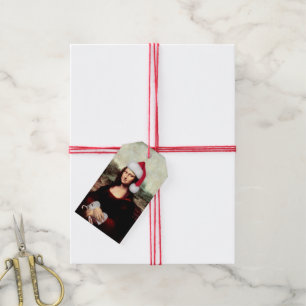 Étiquettes-cadeau Mona Lisa Chapeau de Père Noël Noël