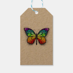 Étiquettes-cadeau Monarque papillon arc-en-ciel