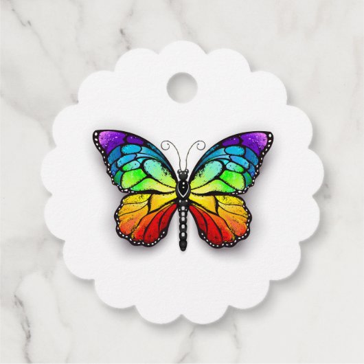 Étiquettes Cadeau Monarque papillon arc-en-ciel (Dos)