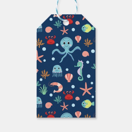 Étiquettes-cadeau Monde marin (Devant)