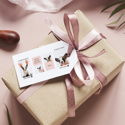 Étiquettes-cadeau Monde Meilleur chien maman | Photo Collage | Paste