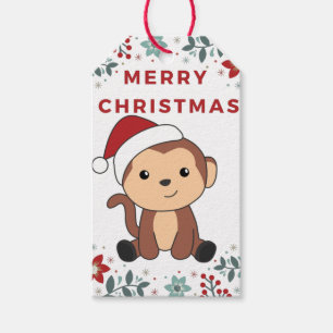 Étiquettes-cadeau Monkey Christmas Snow Winter Animals Monkeys Gift 