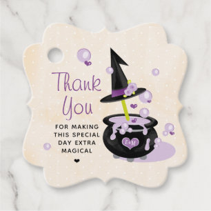 Étiquettes Cadeau Monogram Cauldron Witch Halloween Merci