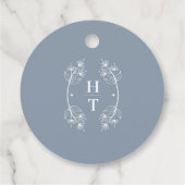 Étiquettes Cadeau Monogram Crest Dusty Blue Mariage Bienvenue (Dos)