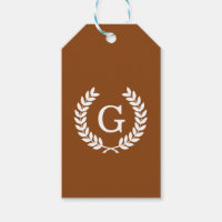 Monogram initial de Brown White Wheat Laurel