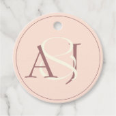 Étiquettes Cadeau Monogram Minimalist Peachy Pink & Mauve Wedding (Devant)