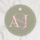 Étiquettes Cadeau Monogram Minimalist Sage Green & Rose Pink Wedding (Devant)