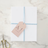 Étiquettes-cadeau Monogram Minimalist Warm Pink & Mauve Wedding (Avec de laficelle)