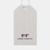 Étiquettes-cadeau Monogram Minimalistic White Burlap Gray Typography (Dos)
