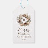 Étiquettes-cadeau Monogram Pinecone & Sage Green Wreath Holiday (Devant)