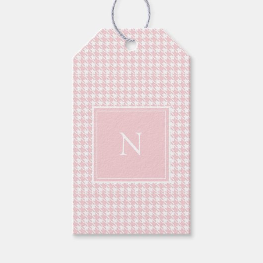 Étiquettes-cadeau Monogram Pink Pastel Houndstooth (Devant)