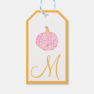 Étiquettes-cadeau Monogram Preppy Citrouille annonce Thanksgiving