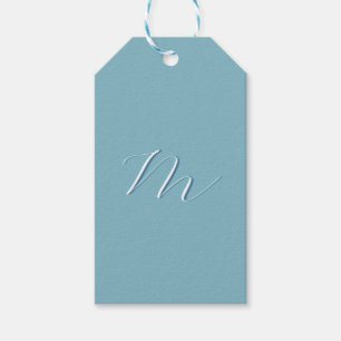 Étiquettes-cadeau Monogram Solide Blue Pastel Minimaliste Profession