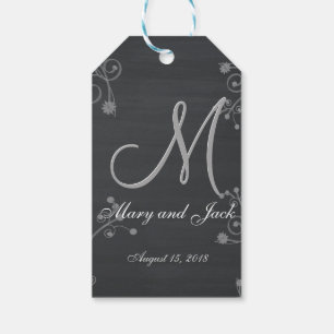 Étiquettes-cadeau Monogramme 3d Rustique Noir Chalk