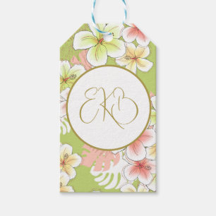 Étiquettes-cadeau Monogramme Anniversaire Élégant Tropical