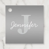 Étiquettes Cadeau Monogramme blanc curé et gris | Couleurs modifiabl (Devant)