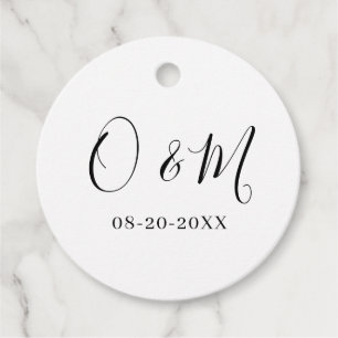 Étiquettes Cadeau Monogramme blanc minimaliste élégant Mariage class