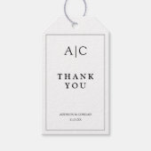 Étiquettes-cadeau Monogramme blanc minimaliste Merci (Devant)