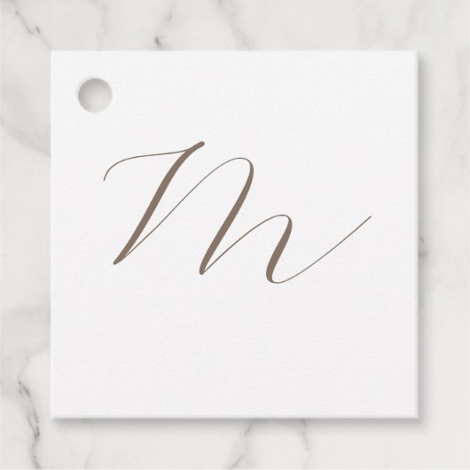 Étiquettes Cadeau Monogramme calligraphie Plaque unique moderne (Devant)