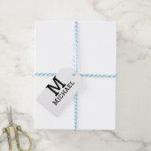 Étiquettes-cadeau Monogramme capital masculin ajouter nom simple cla (With Twine)