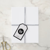 Étiquettes-cadeau Monogramme circulaire simple noir et blanc (Avec de la ficelle)