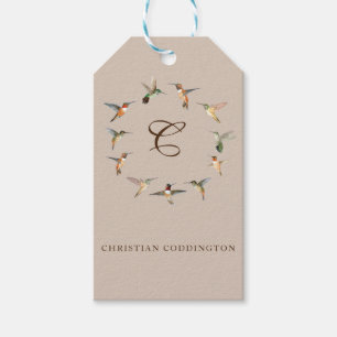 Étiquettes-cadeau Monogramme clair Colibri