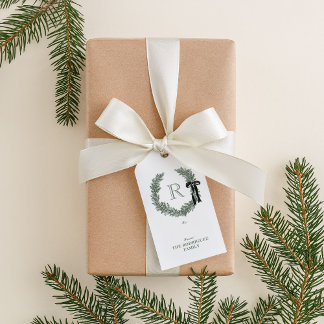 Étiquettes-cadeau Monogramme classique Cimier de couronne