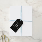 Étiquettes-cadeau Monogramme classique simple | Texte noir et blanc (Avec de laficelle)
