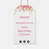 Étiquettes-cadeau Monogramme de chat et Bouquet de fleurs roses (Dos)