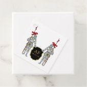 Étiquettes Cadeau Monogramme de château de chevalier médiéval (En situation)