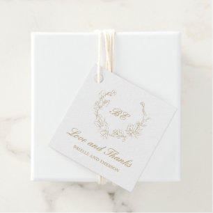 Étiquettes Cadeau Monogramme de couronne d'or Mariage élégant