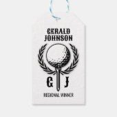 Étiquettes-cadeau Monogramme de golf avec motif de couronne (Dos)