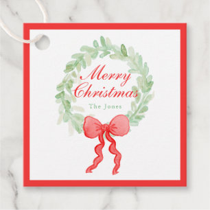Étiquettes Cadeau Monogramme de la couronne de Noël des papillons de
