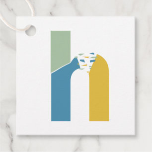 Étiquettes Cadeau Monogramme de lettre H abstrait moderne personnali