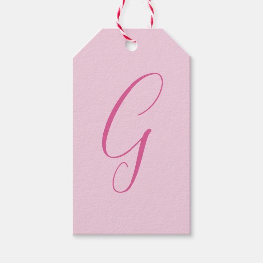 Étiquettes-cadeau Monogramme de lettre initiale rose clair chic uni (Devant)