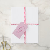 Étiquettes-cadeau Monogramme de lettre initiale rose clair chic uni (Avec de la ficelle)