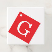 Étiquettes Cadeau Monogramme de lettre initiale rouge blanc simple (En situation)