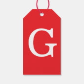 Étiquettes-cadeau Monogramme de lettre initiale rouge blanc simple (Dos)