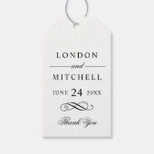 Étiquettes-cadeau Monogramme de mariage classique élégant noir perso (Devant)