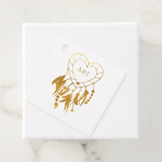 Étiquettes Cadeau Monogramme de Mariage de Boho de tribu indien (En situation)