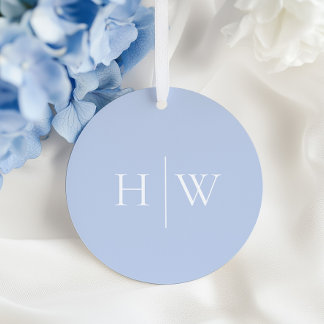 Étiquettes Cadeau Monogramme de mariage élégant bleu