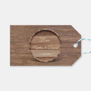 Étiquettes-cadeau Monogramme de Mariage en bois rustique