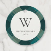 Étiquettes Cadeau Monogramme de Motif Turquoise vert bleu plaqué (Devant)