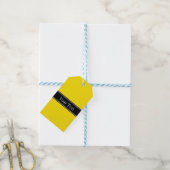 Étiquettes-cadeau Monogramme de nom de ruban noir jaune uni (Avec de laficelle)
