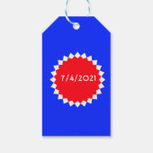 Étiquettes-cadeau Monogramme de Starburst rouge, blanc et bleu (Dos)