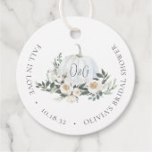 Étiquettes Cadeau Monogramme de verdure de citrouille d'automne blan (Devant)