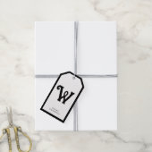 Étiquettes-cadeau Monogramme décoratif simple noir blanc (Avec de la ficelle)