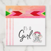 Étiquettes Cadeau Monogramme d'éléphant rose et gris moderne personn (Devant)