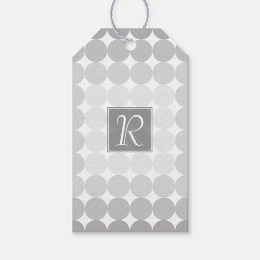 Étiquettes-cadeau Monogramme des cercles gris modernes (Devant)